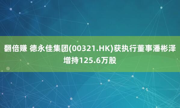 翻倍赚 德永佳集团(00321.HK)获执行董事潘彬泽增持125.6万股